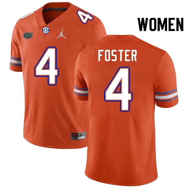 Women #4 Teddy Foster Florida Gators College Football Jerseys Stitched-Orange